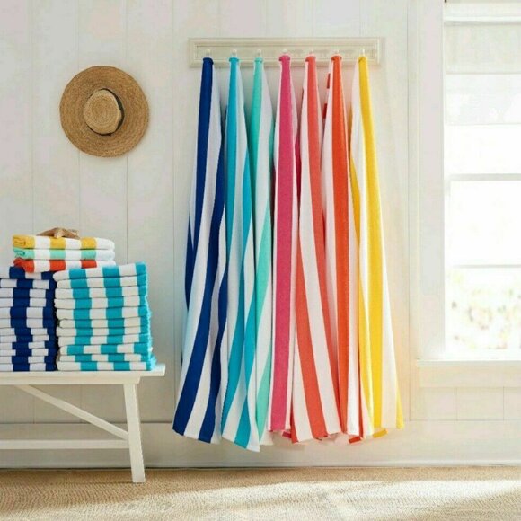 Ultra-Soft Quick-Dry 100%  Cotton Striped  Pool Cabana Beach Hotel Towel Set - Picture 3 of 7